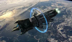 Futuristic Spaceship In Deep Space Wallpaper