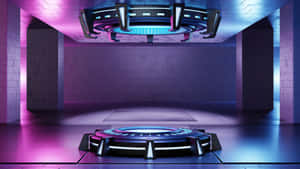 Futuristic Spaceship Teleportation Room Wallpaper