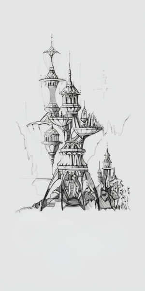 Futuristic Tower Concept Sketch Wallpaper