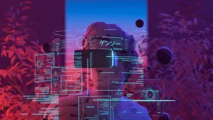 Futuristic V R Interface Neon Glow Wallpaper