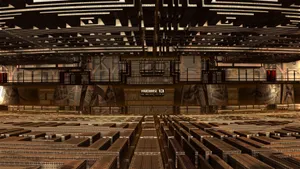 Futuristic Warehouse Interior Wallpaper