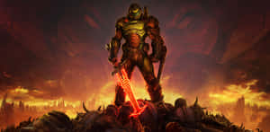 Futuristic_ Warrior_ Conquers_ Hell Wallpaper