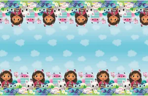 Gabby Dollhouse Characters Pattern Wallpaper
