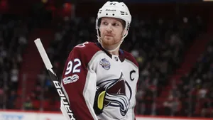 Gabriel Landeskog, Distinguished Colorado Avalanche Left Winger, In Action Wallpaper