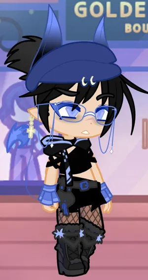 Gacha_ Baddie_ Blue_ Accents Wallpaper