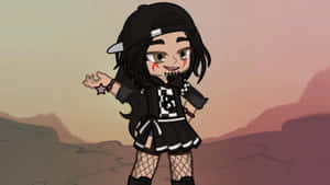 Gacha Baddie Character Desert Backdrop Wallpaper