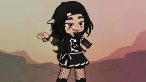 Gacha Baddie Character Desert Backdrop Wallpaper