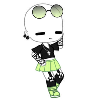 Gacha Baddie Character Green Black Outfit Wallpaper