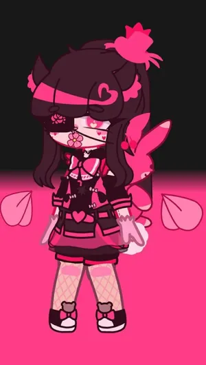 Gacha_ Baddie_ Character_ Pink_ Background Wallpaper