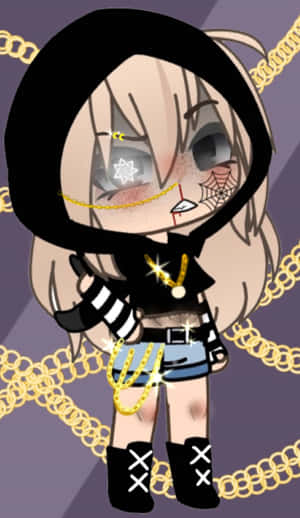 Gacha Baddie Characterwith Chains Wallpaper
