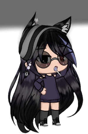 Gacha Life Characterwith Cat Earsand Sunglasses Wallpaper