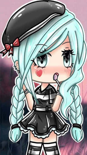 Gacha Life Girlin Black Outfitwith Beret Wallpaper