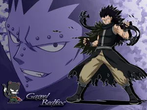Gajeel Redfox Roaring In Action In Fairy Tail Wallpaper