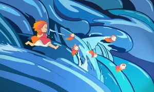Gake No Ue No Ponyo And Her Family Wallpaper