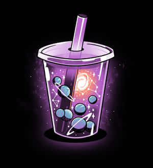 Galactic Boba Tea Illustration Wallpaper