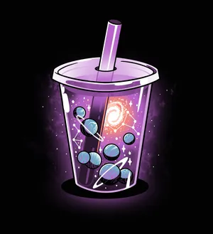 Galactic Boba Tea Illustration Wallpaper