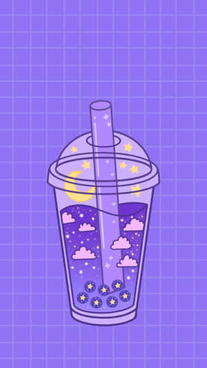 Galactic Boba Tea Illustration Wallpaper