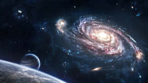 Galactic Spiral And Planets Wallpaper