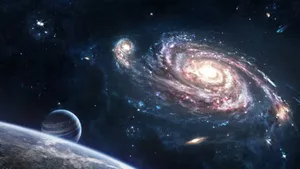 Galactic Spiral And Planets Wallpaper