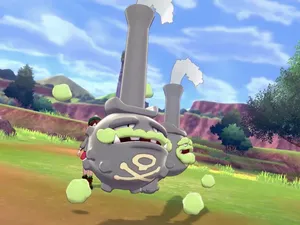 Galarian Weezing With Trainer Wallpaper
