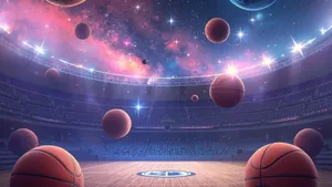 Galaxy Basketball Cosmic Court Action Wallpaper