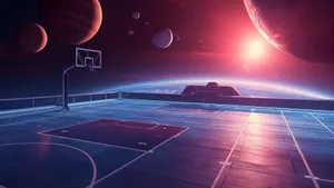 Galaxy Basketball Court Wallpaper