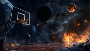 Galaxy Basketball Court Wallpaper
