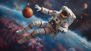 Galaxy Basketball Space Dunk Wallpaper