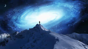 Galaxy Sky Top Of Mountain Wallpaper