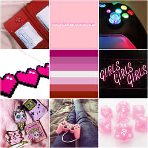 Gamer Girl Aesthetic Collage Wallpaper