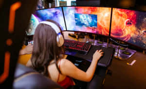 Gamerwith Multiple Monitors Setup Wallpaper