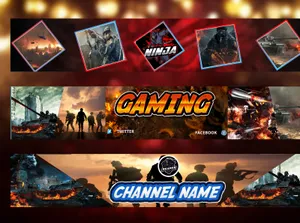 Gaming Banners With A Red Background Wallpaper