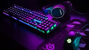 Gaming Keyboard And Headphones Wallpaper