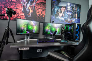 Gaming Streamer Setup Desk Wallpaper