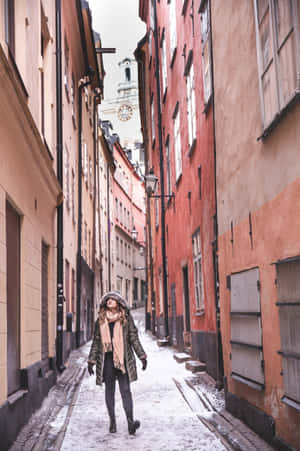 Gamla Stan Narrow Road Wallpaper