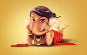Ganesh 3d Cartoon Art Wallpaper