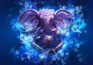 Ganesh Ji Hd Blue Lightning Wallpaper