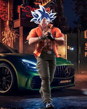 Gangster Goku With Sports Car.jpg Wallpaper