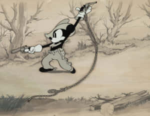 Gangster Mickey Mousewith Gunand Whip Wallpaper