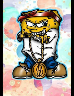 Gangster Sponge Bob Illustration Wallpaper