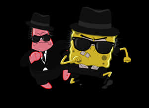 Gangster Sponge Boband Patrick Illustration Wallpaper