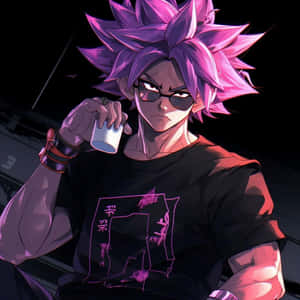 Gangster Style Gokuwith Pink Hair Wallpaper