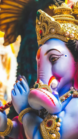 Ganpati Hd Blue Skin Wallpaper