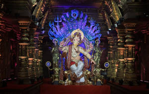 Ganpati Hd On Throne Wallpaper