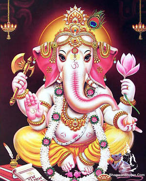 Ganpati Hd Pink-themed Artwork Wallpaper