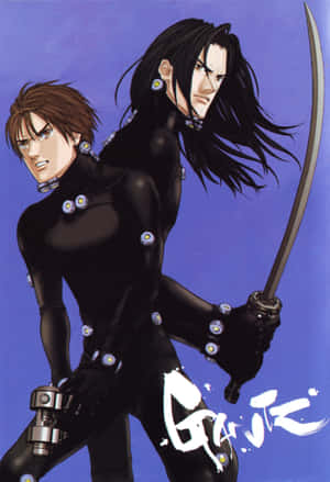 Gantz Anime Charactersin Black Suits Wallpaper