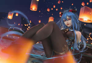 Ganyu, The Grace Of The Qilin, Surrounded By Nature In Genshin Impact Wallpaper