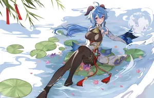 Ganyu, The Half-human, Half-adeptus Cryo Archer From Genshin Impact Wallpaper