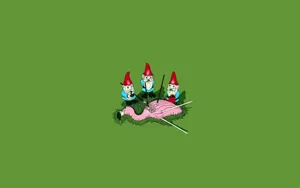 Garden Gnomes Flamingo Ride Wallpaper
