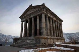 Garni Temple With Melting Snow Wallpaper